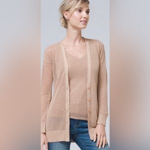 White House Black Market Medium Gold Boyfriend Open Knit Cardigan